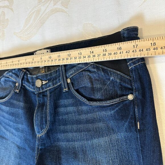 Paige Size-29 Womens Jeans Skyline Boot Dark Maternity Whiskered Distressed - Picture 6 of 16